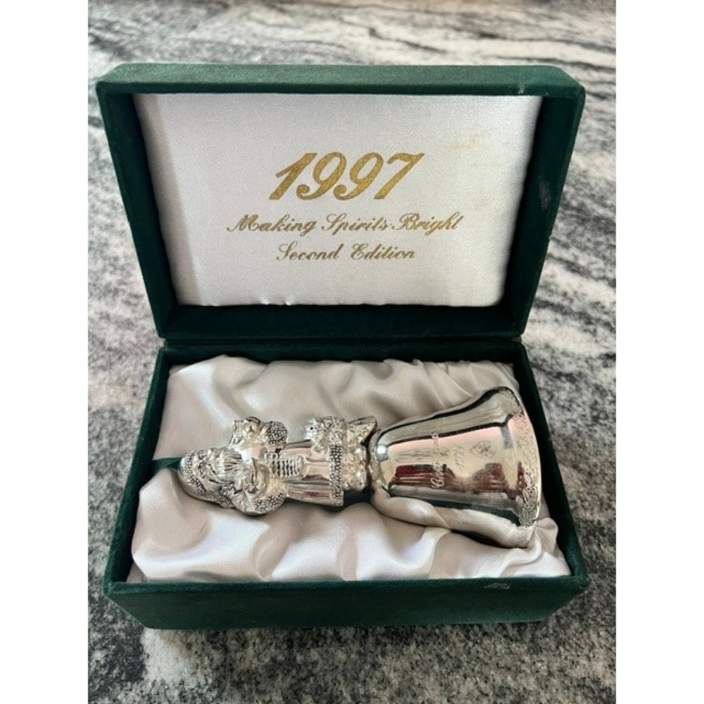 Making Spirits Bright Christmas Bell 1997 Second Edition Silver plated Santa Box